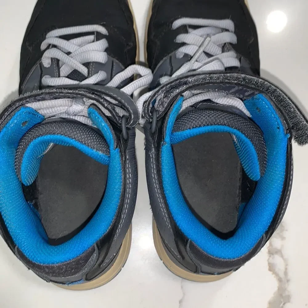 Nike Vintage Mogan Blue Black Leather Youth Mid Skate Shoes Sneakers Size 6.5Y